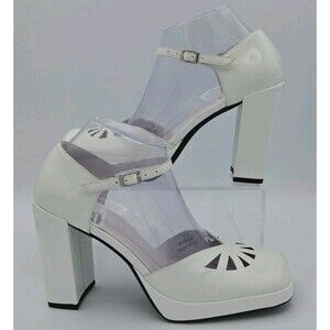 Jeffrey Campbell White Maxxed platform, Mary Jane size 9 Leather Block Heel EUC
